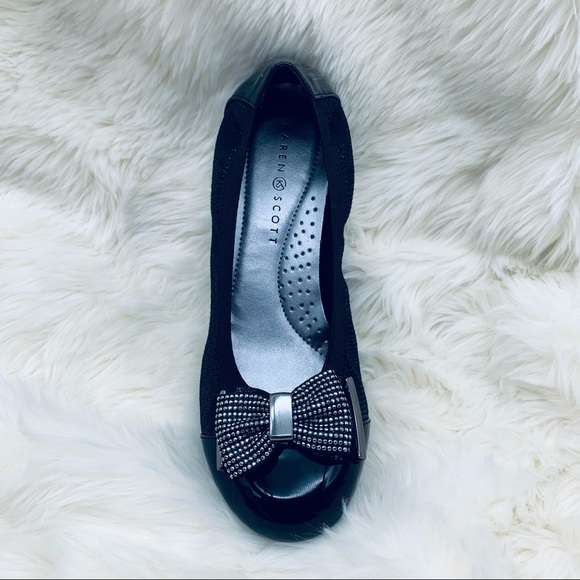 Karen Scott Roza Bow Ballet Flats Black PU/Fabric - Picture 3 of 13